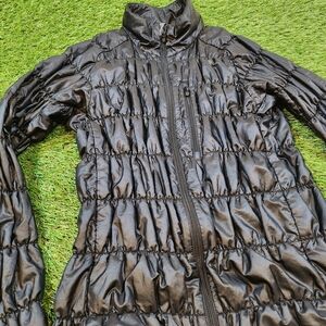 Outer Wear High Quality Women's Black Quilted Ruched Puffer Jacket Stretchy